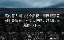 真的有人因为这个熬夜，蘑菇视频官网相关搜索让不少人破防，越到后面越停不下来