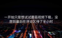 一开始只是想试试蘑菇视频下载，没想到最后在评论区待了半小时