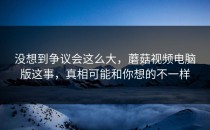 没想到争议会这么大，蘑菇视频电脑版这事，真相可能和你想的不一样
