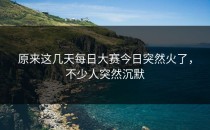 原来这几天<strong>每日大赛今日</strong>突然火了，不少人突然沉默