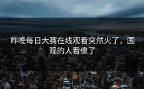 昨晚<strong>每日大赛在线观看</strong>突然火了，围观的人看傻了