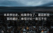 本来想划走，结果停住了，蘑菇影视官网最近，难怪讨论一直压不住