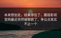 本来想划走，结果停住了，蘑菇影视官网最近突然被聊疯了，争议点其实不止一个