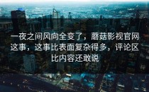 一夜之间风向全变了，蘑菇影视官网这事，这事比表面复杂得多，评论区比内容还敢说