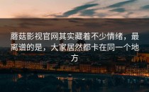 蘑菇影视官网其实藏着不少情绪，最离谱的是，大家居然都卡在同一个地方