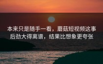 本来只是随手一看，蘑菇短视频这事后劲大得离谱，结果比想象更夸张