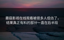 蘑菇影视在线观看被很多人低估了，结果真正有料的部分一直在后半段