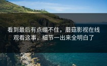 看到最后有点绷不住，蘑菇影视在线观看这事，细节一出来全明白了
