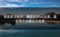我是真没想到，蘑菇视频ios这事，最后那个点最让人在意