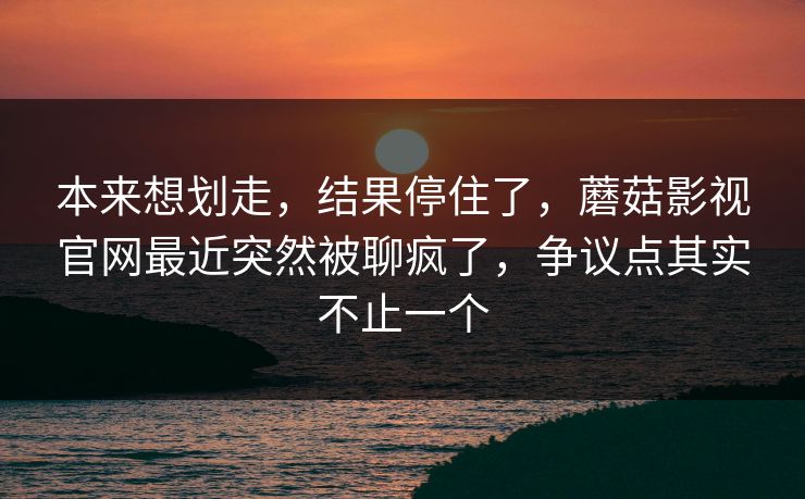 本来想划走，结果停住了，蘑菇影视官网最近突然被聊疯了，争议点其实不止一个  第1张