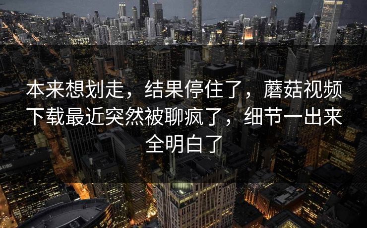 本来想划走，结果停住了，蘑菇视频下载最近突然被聊疯了，细节一出来全明白了  第1张