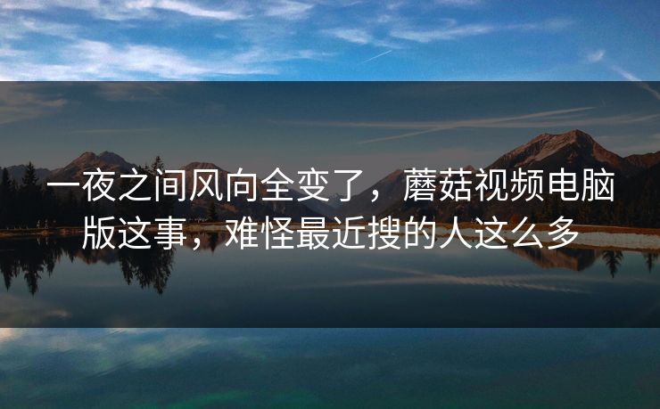 一夜之间风向全变了，蘑菇视频电脑版这事，难怪最近搜的人这么多  第1张